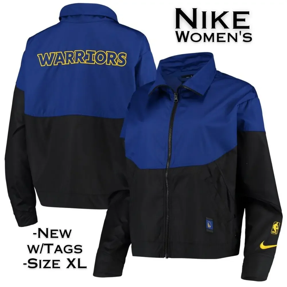 Nike Golden State Warriors Jacket Womens XL Blue Royal Courtside Full-Zip NEW